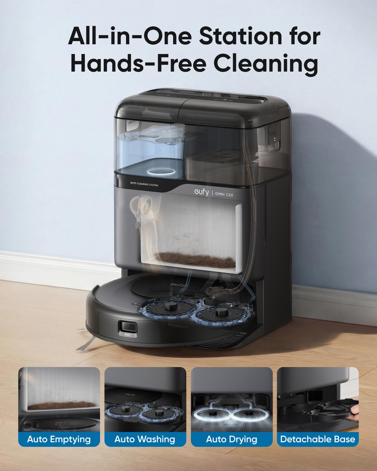 Omni C20 Robot Vacuum and Mop Combo for Hardwood and Carpet