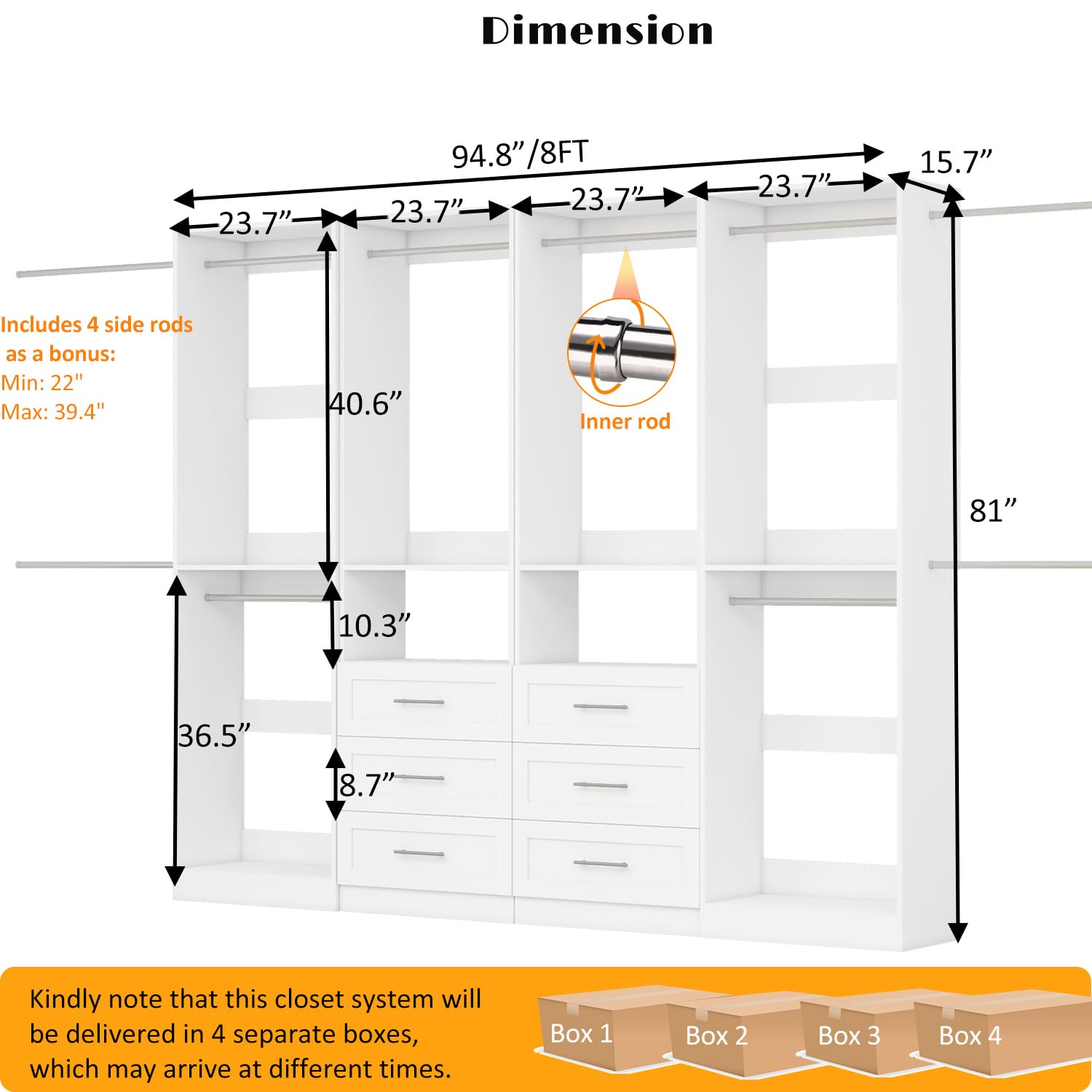 Closet System with 4 Sets