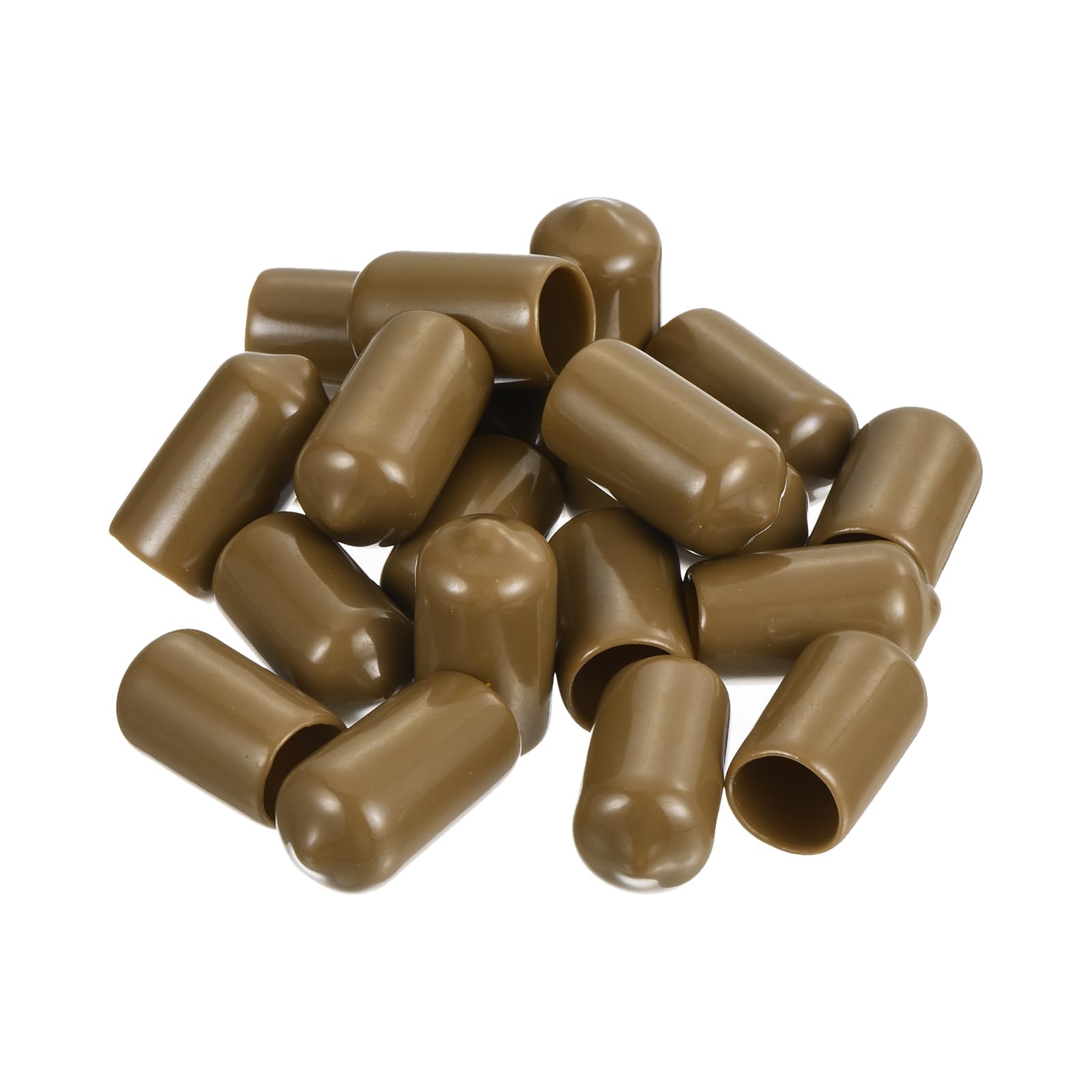 20pcs Rubber End Caps 11mm ID Vinyl PVC Round Tube Bolt Cap Cover Screw Thread Protectors Light Brown