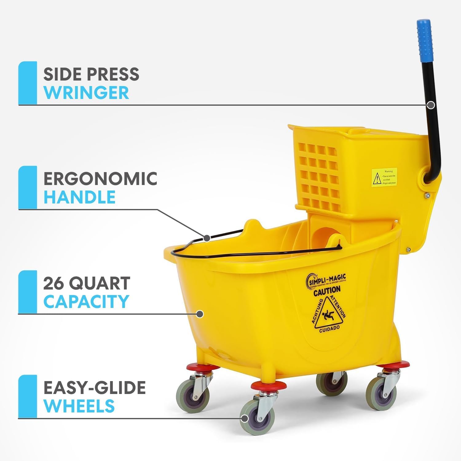 Side Press Wringer Combo Commercial Mop Bucket on Wheels (2 Count)