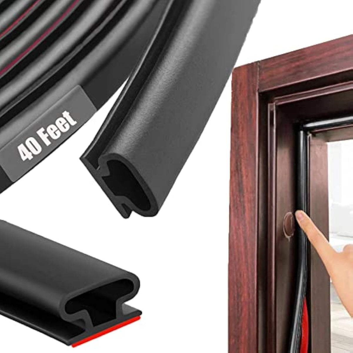 Black Rubber Weather Stripping Door Seal Strip (40 Foot)