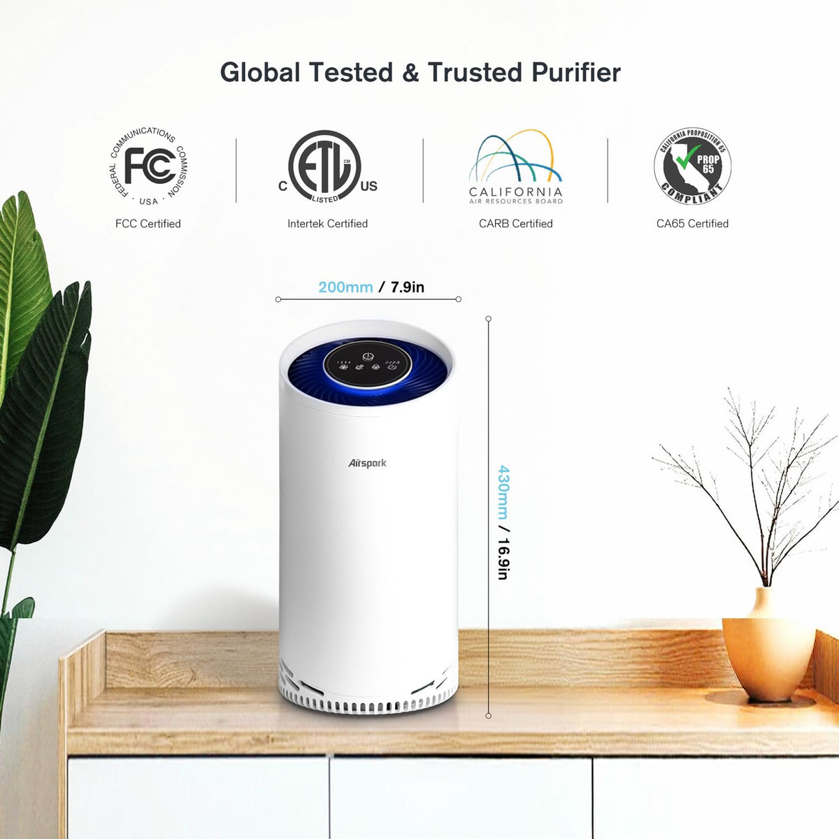 Airspark Air Purifier for Home Bedroom Up to 2400 Ft² 4