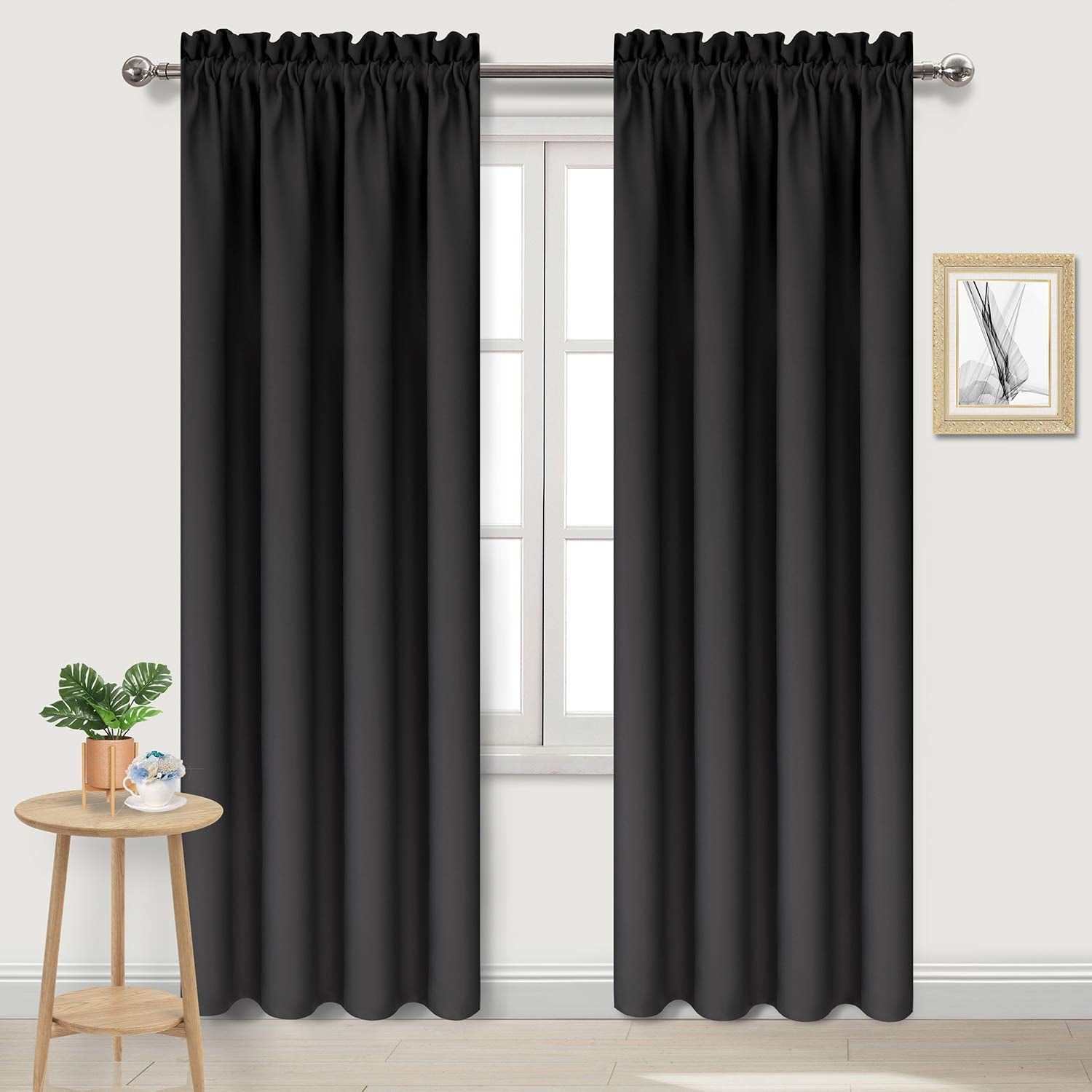 Blackout Curtains for Bedroom Living Room 38 x 84 Inch Long Black
