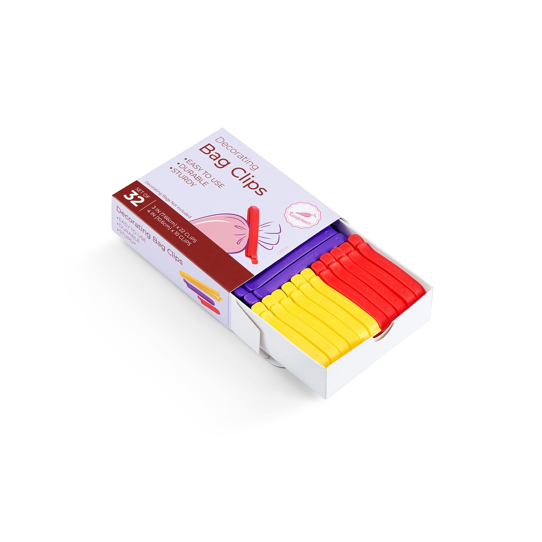 Piping Bag Sealing Clips 32 Pack 3 inch and 4 inch (32 Count)