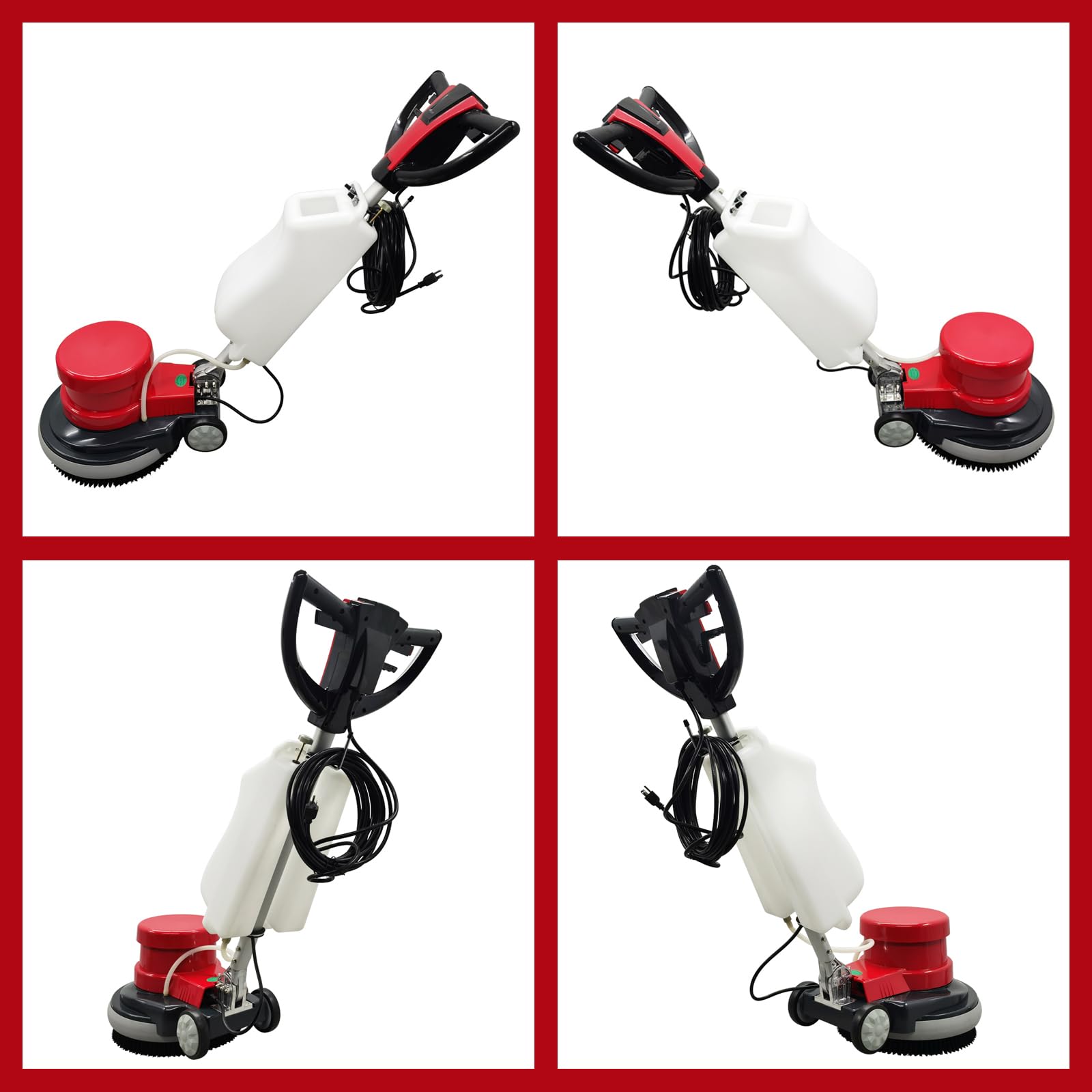Floor Polisher & Buffer Commercial Floor Buffer Scrubber 17" Carpet Cleaning Machine 154RPM Industrial Orbiter Floor Cleaning with 3gal Tank and 3 Brush heads