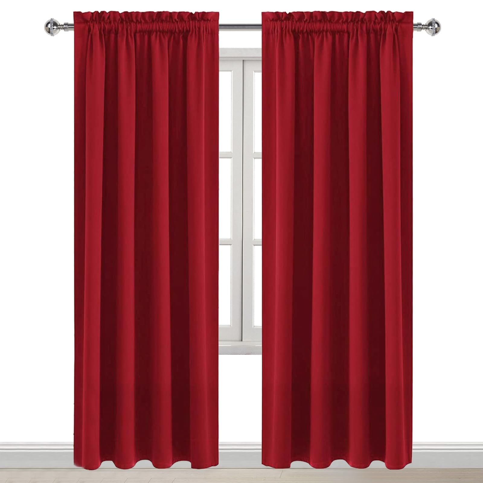 Blackout Curtains for Bedroom Living Room 52 x 84 Inch Long Red (2 Count)