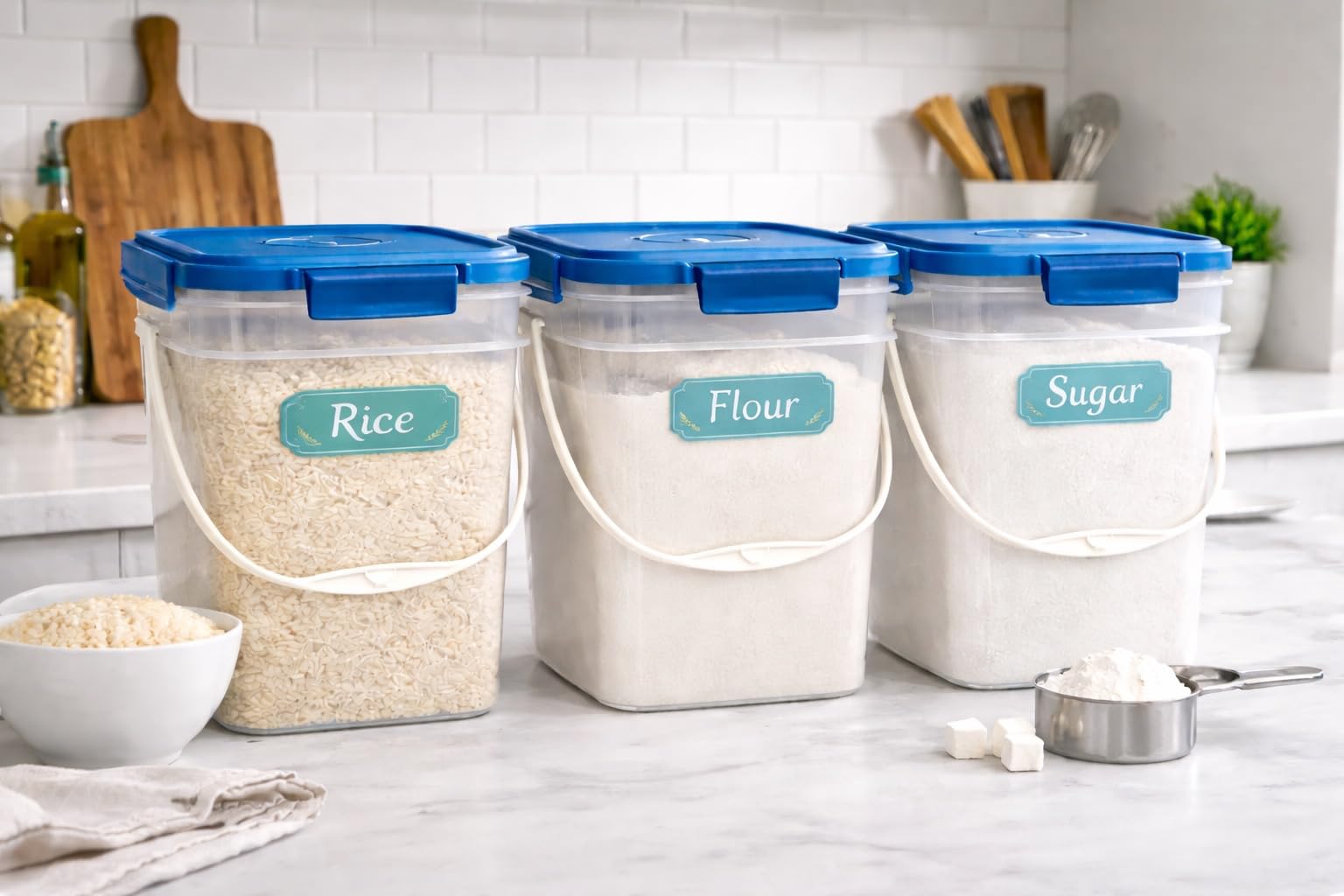 4 Gallon Square Food Grade Bucket Pail with Plastic Handles and Lid