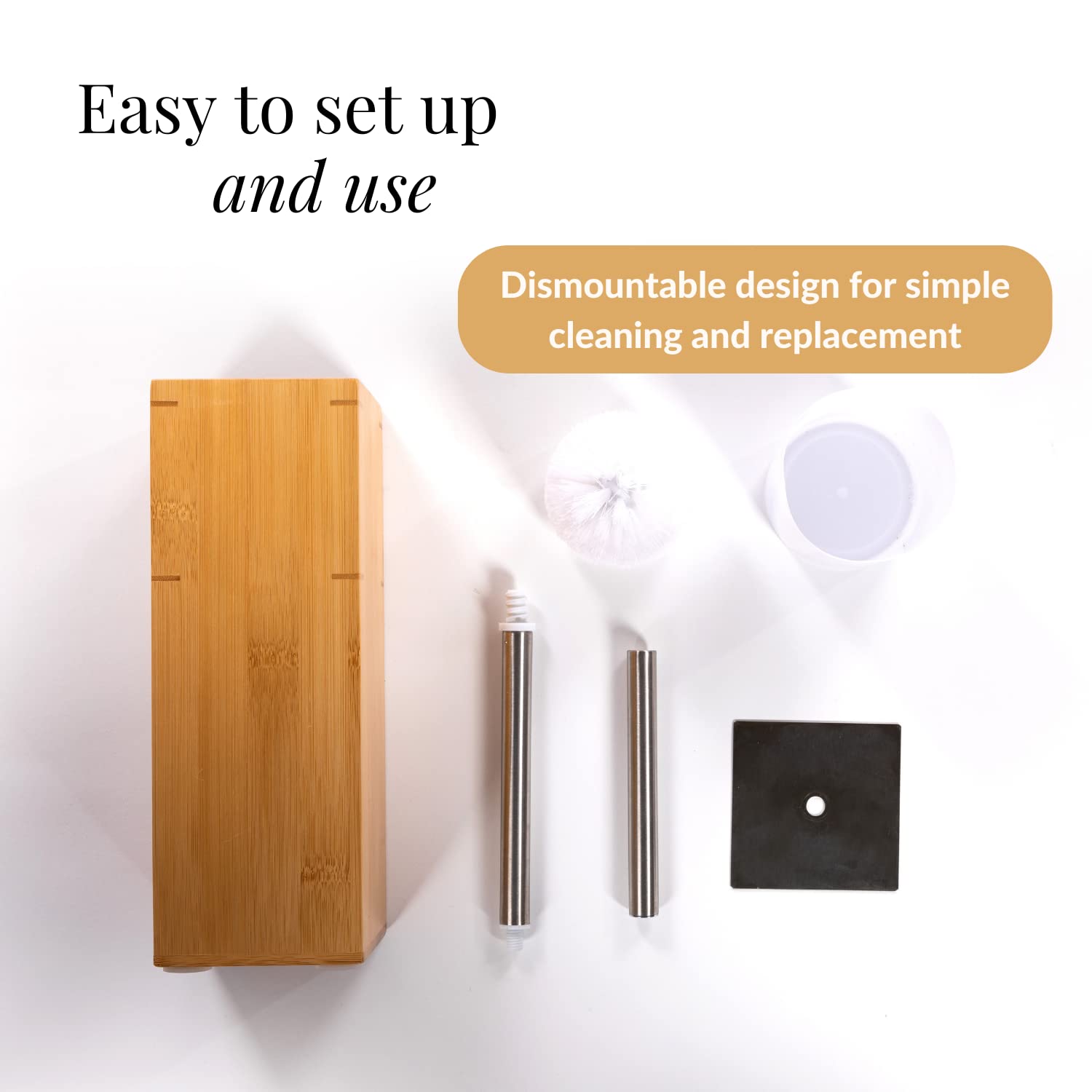 Bamboo Toilet Bowl Cleaner with Holder for All Toilet Types