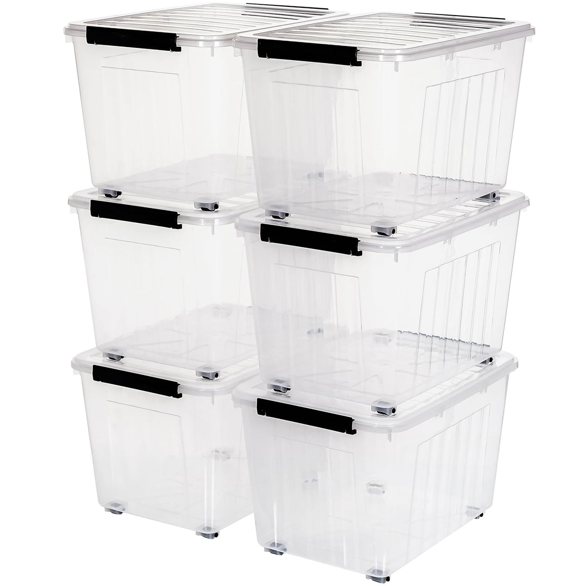 82 Quart Large Clear Plastic Storage Bins with Lids 6 (6 Count)