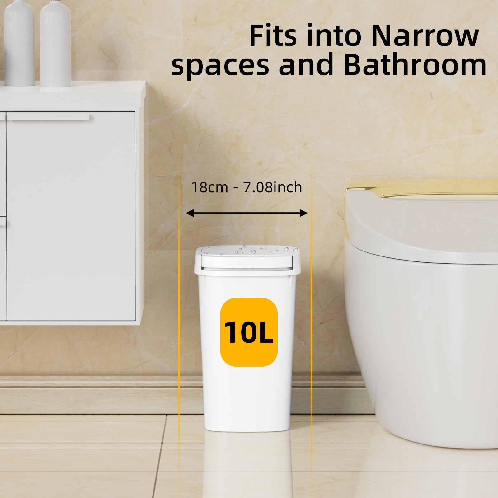 3 Pack Bathroom Small Trash Can with Lid (3 Count)
