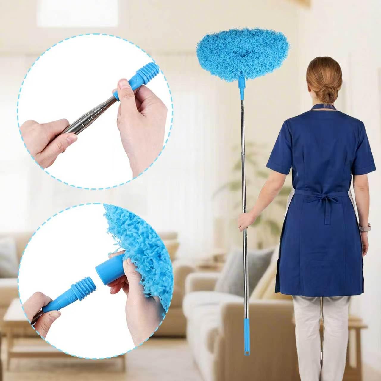Ceiling Fan Cleaner Duster Reusable Microfiber Removable Extendable Duster with 95" Telescoping Pole for Cleaning Walls Furniture Door Window Top