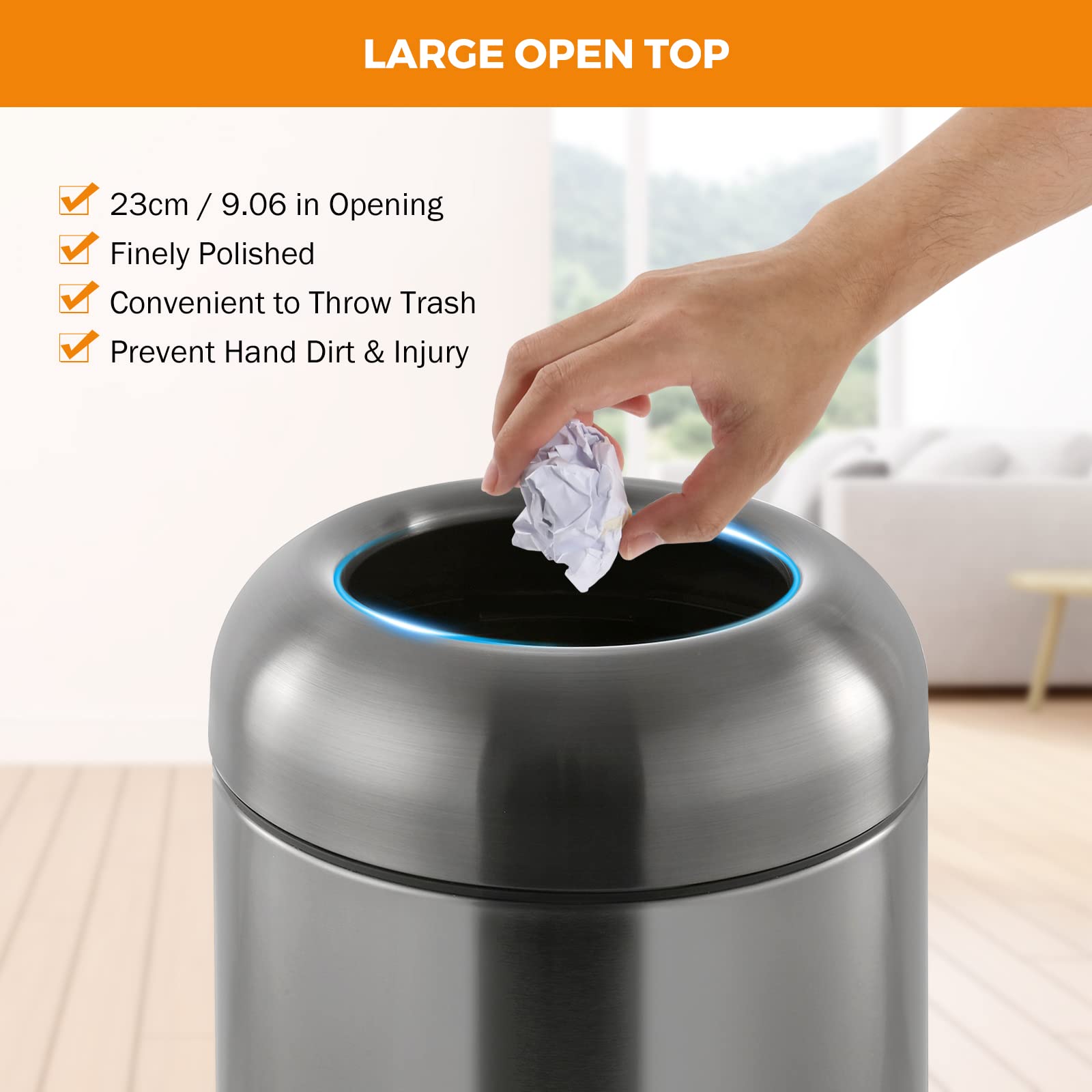 16.5Gal Open Top Trash Can