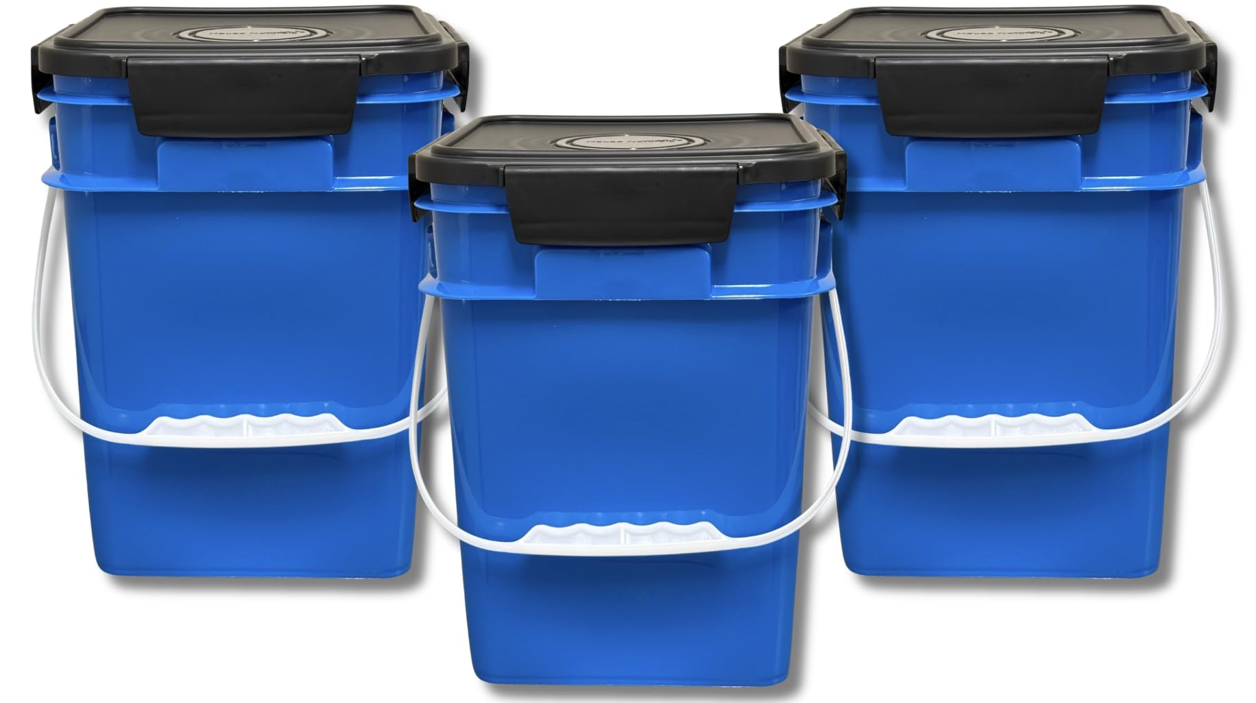 4 Gallon Square Food Grade Bucket Pail with Plastic Handles and Lid (3 Count)