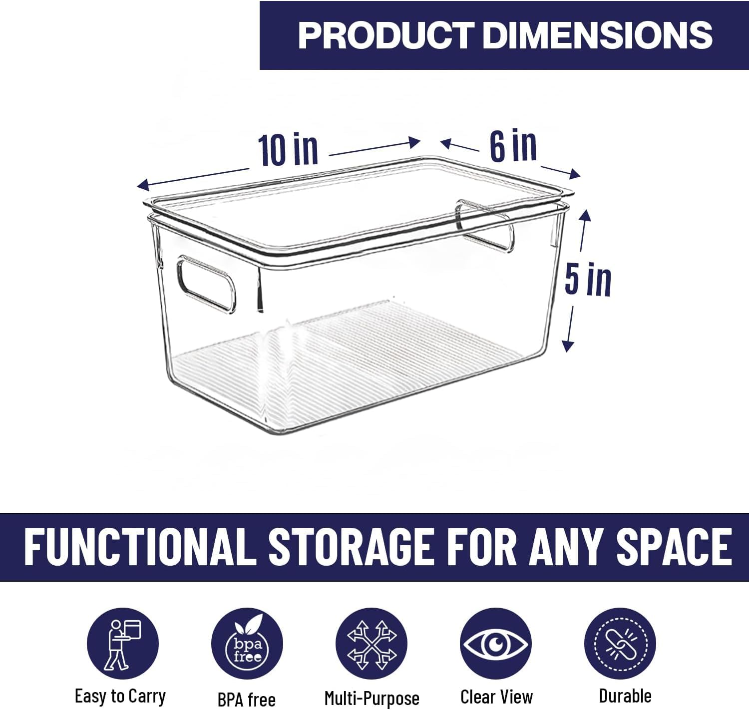 Clear Plastic Storage Bins with Lids (6 Count)