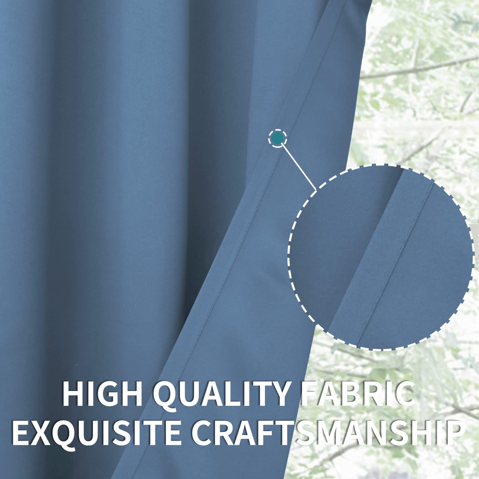 Denim Blue Kitchen Window Curtains 36 Inches Long (2 Count)