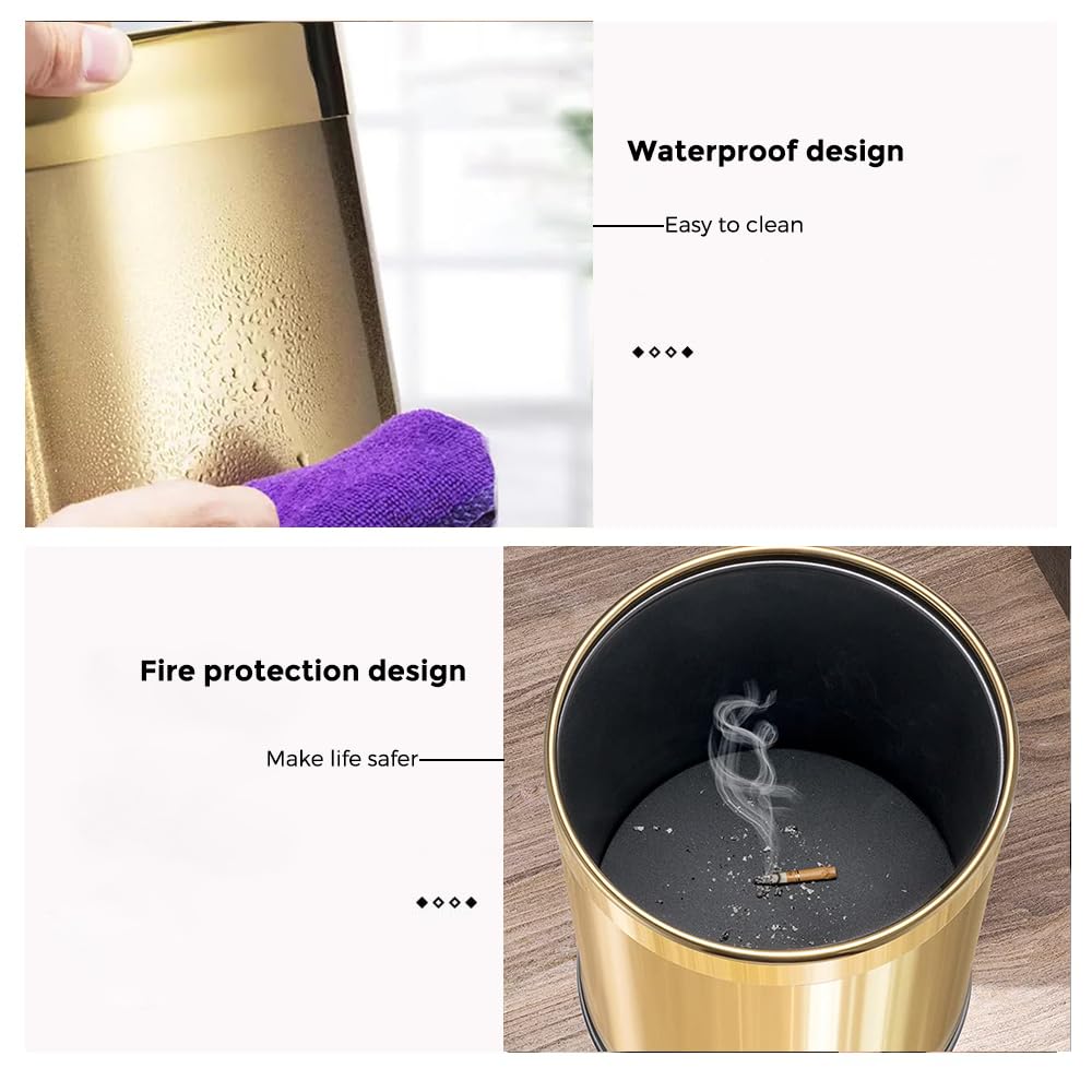 2.6Gallon 10L Brass Bathroom Trash Can