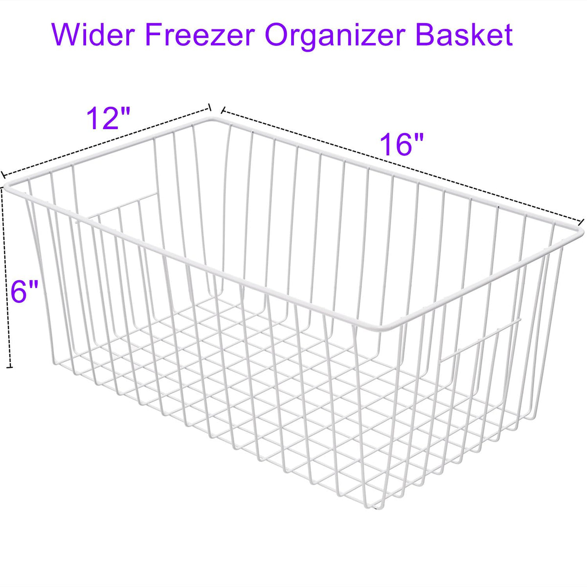 16Lx12Wx6H inch Wider Freezer Organizer Baskets Container (3 Count)
