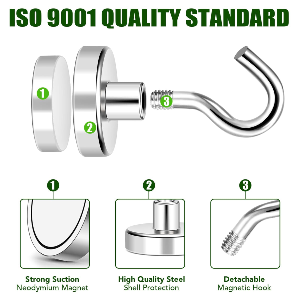 Magnetic Hooks 170lbs Strong Magnets Hook 18 Pack