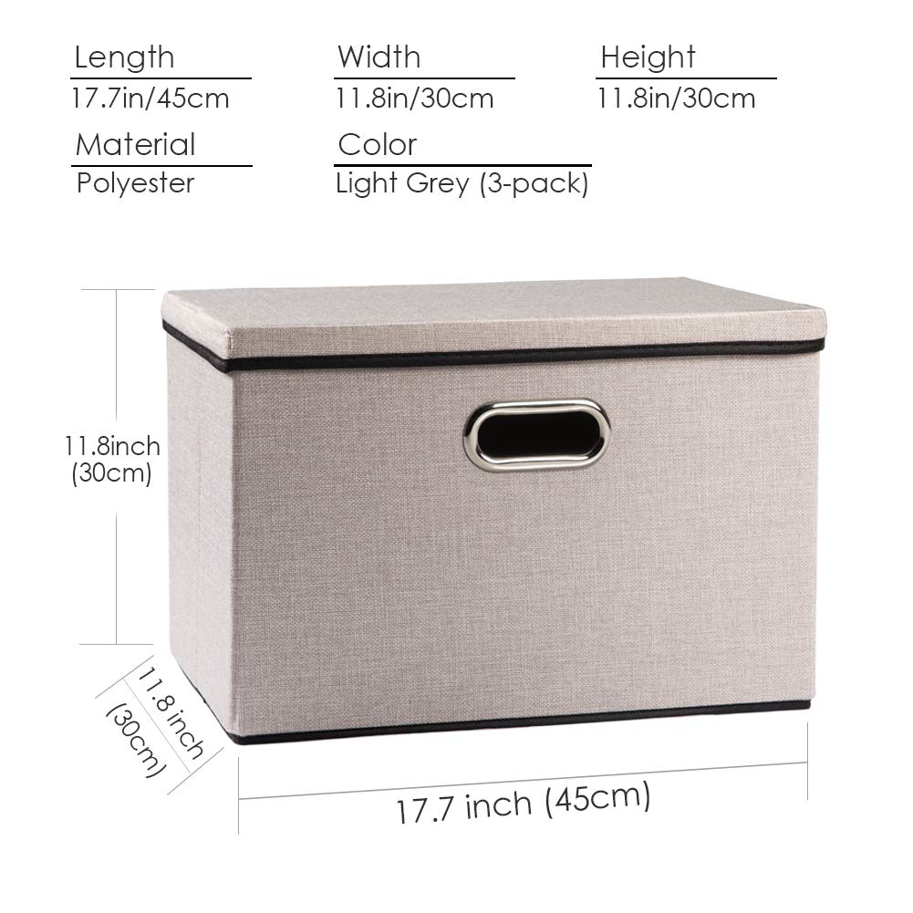Large Foldable Storage Bins with Lids [3 (3 Count)