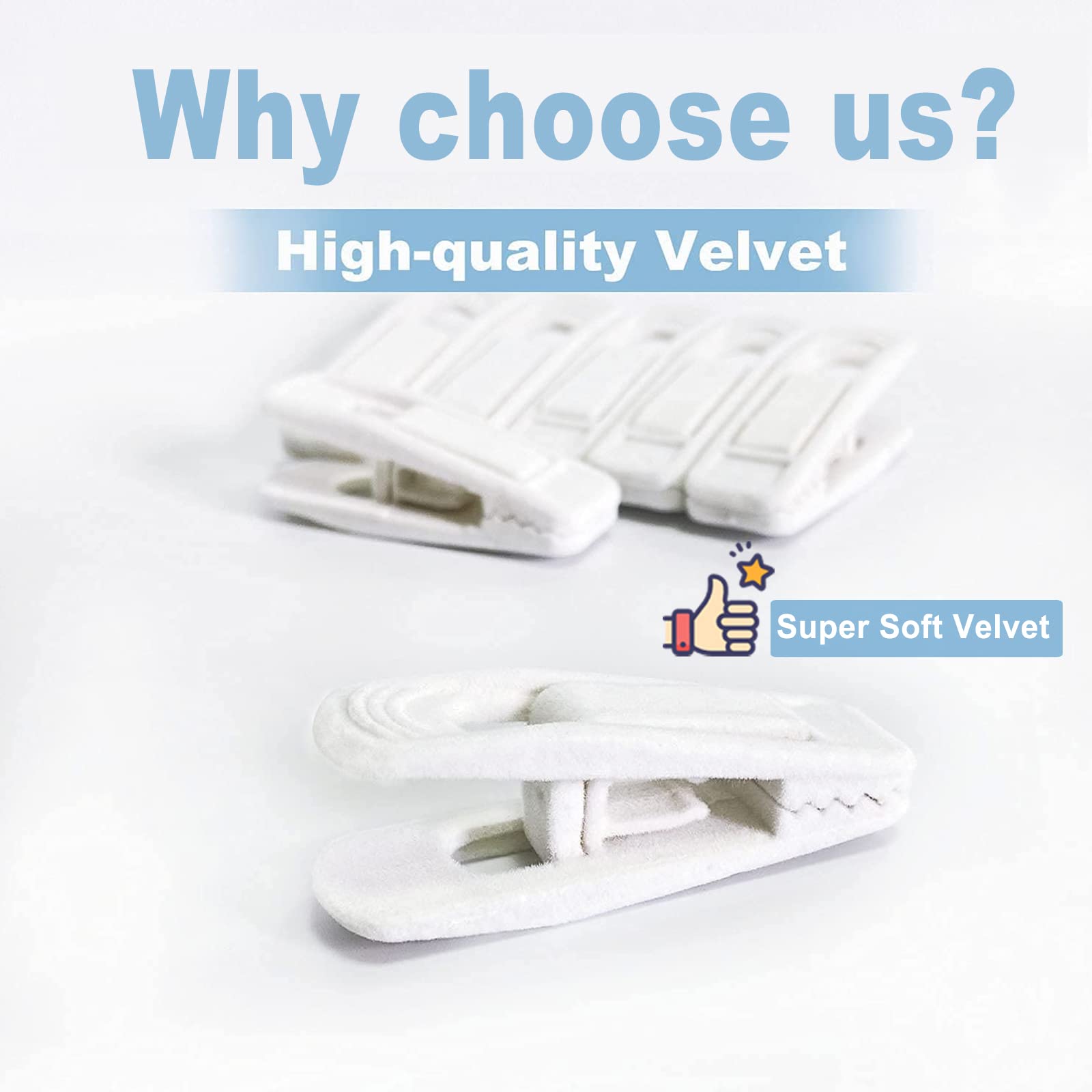 White Velvet Hangers Clips 40 PCS (40 Count)