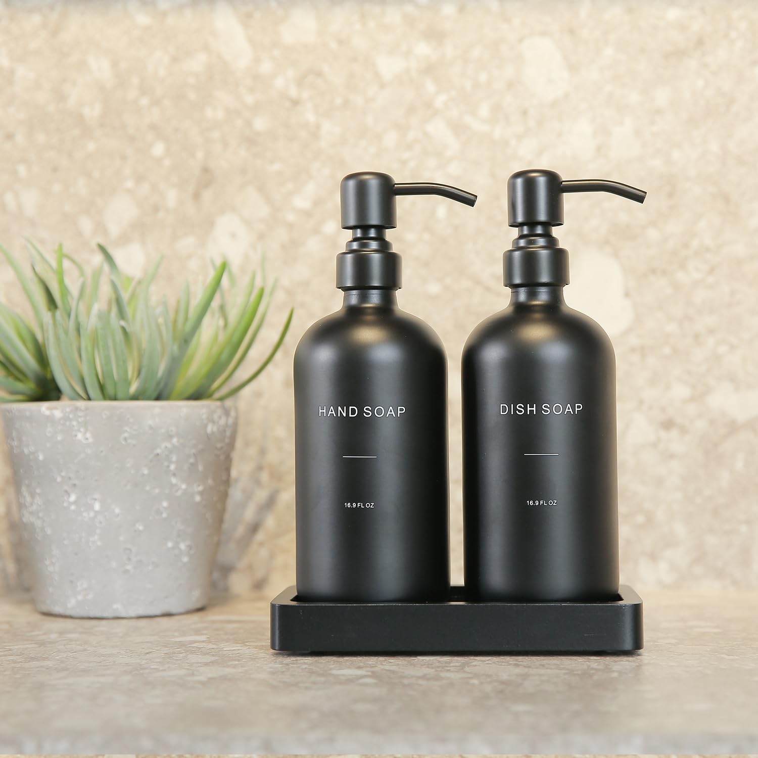 Matte Black Soap Dispenser Set