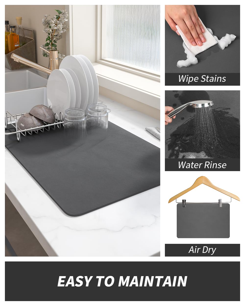 Coffee Mat Dish Drying Mat for Kitchen Counter