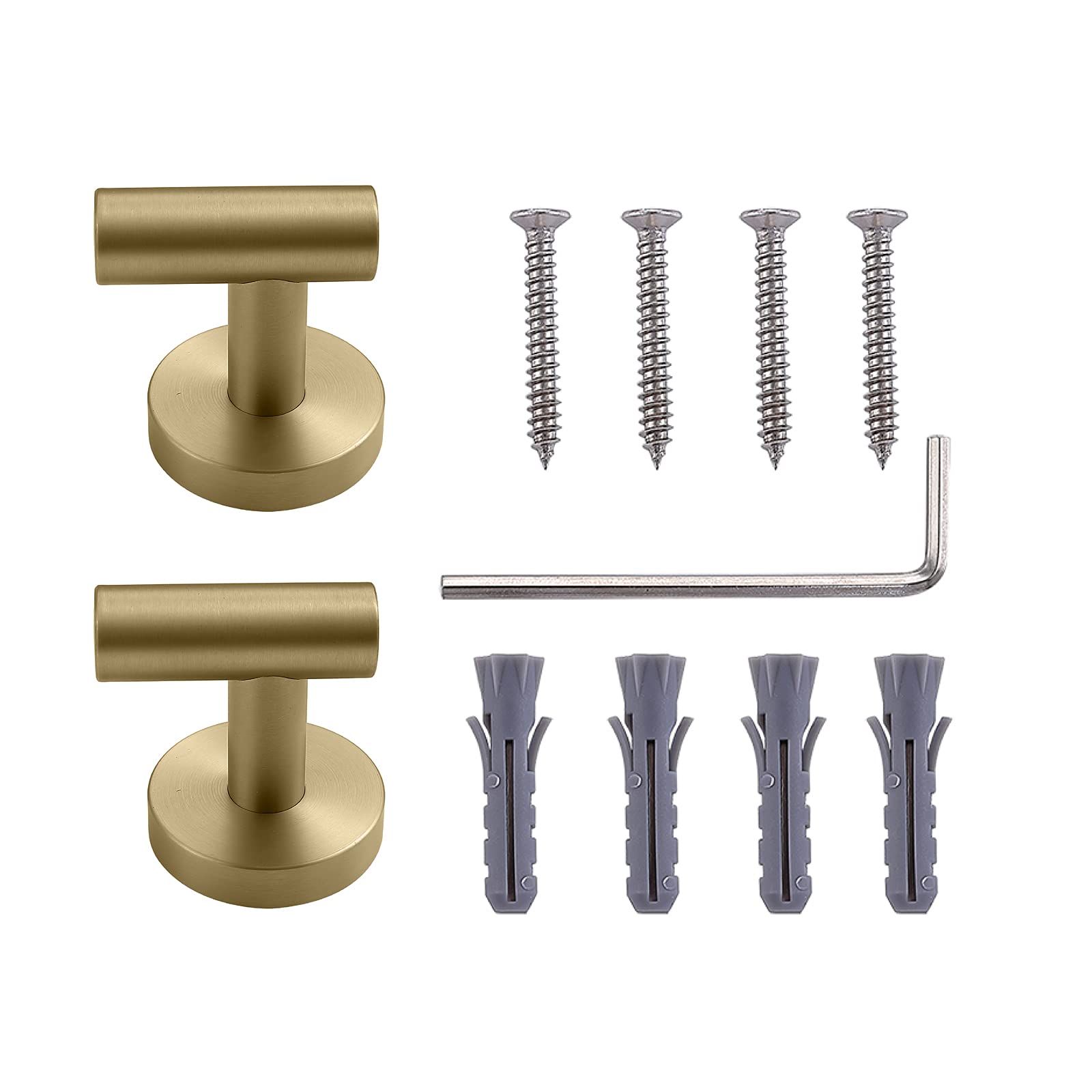 Brushed Gold Bathroom Towel Coat Hook Stainless Steel (2 Count)