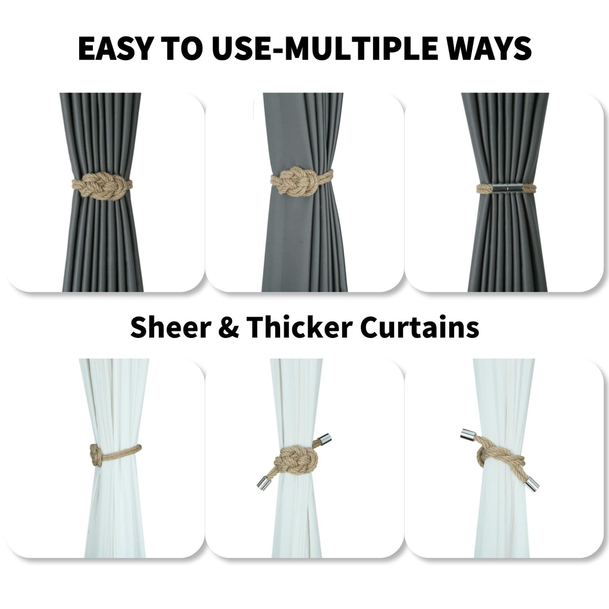 Jute Magnetic Curtain Tiebacks