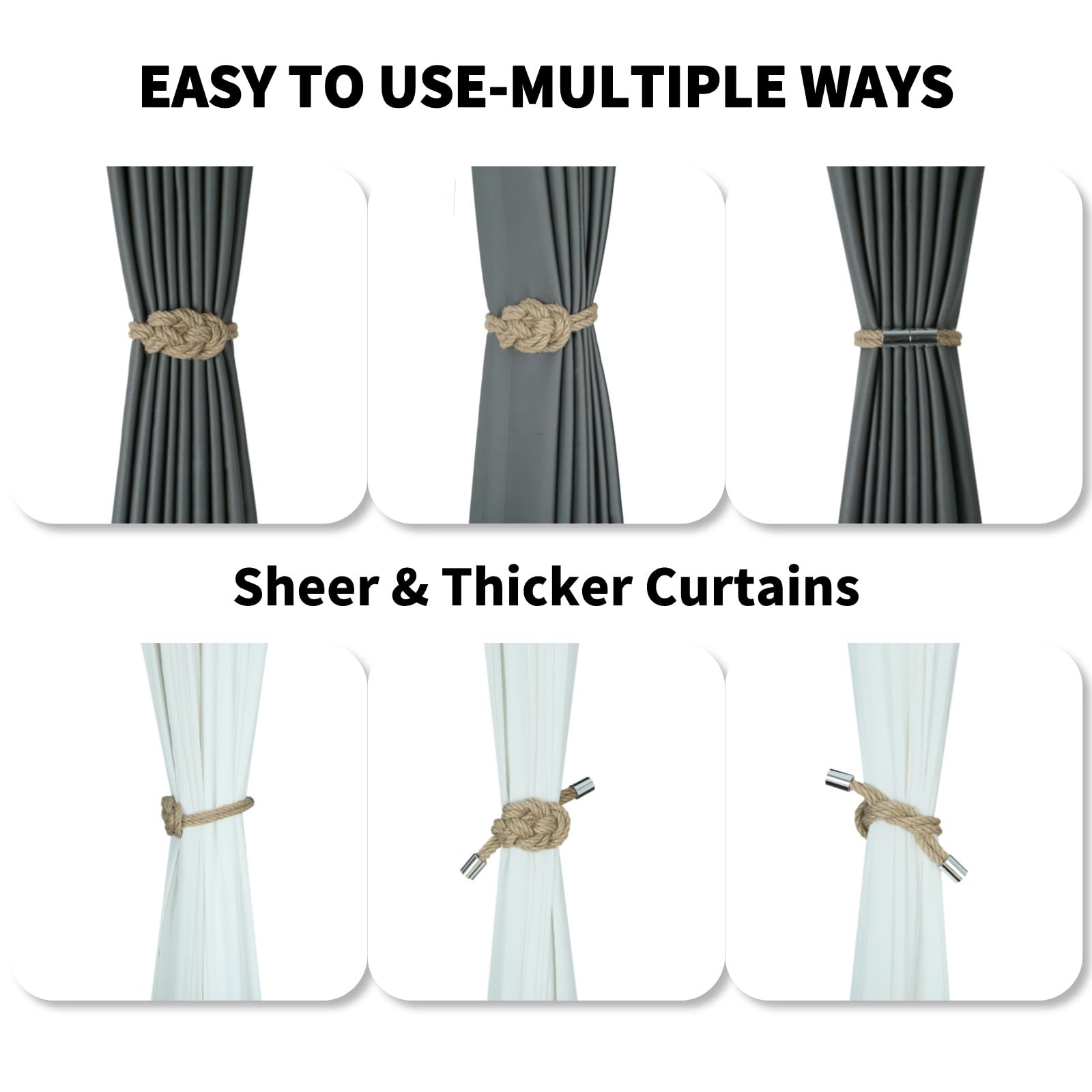 Jute Magnetic Curtain Tiebacks