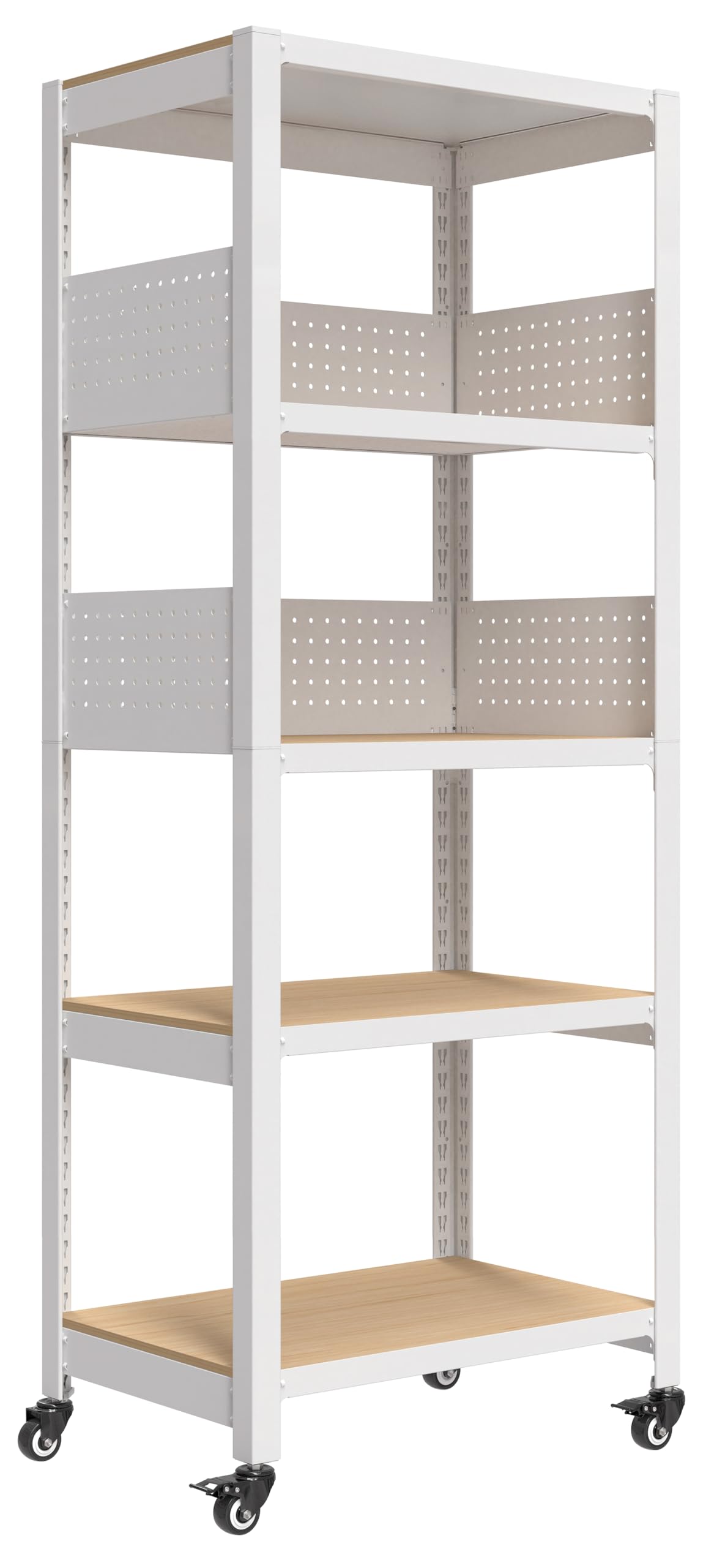 House White 24" W 5 Tier Rolling Pegboard Storage Cart Wheels