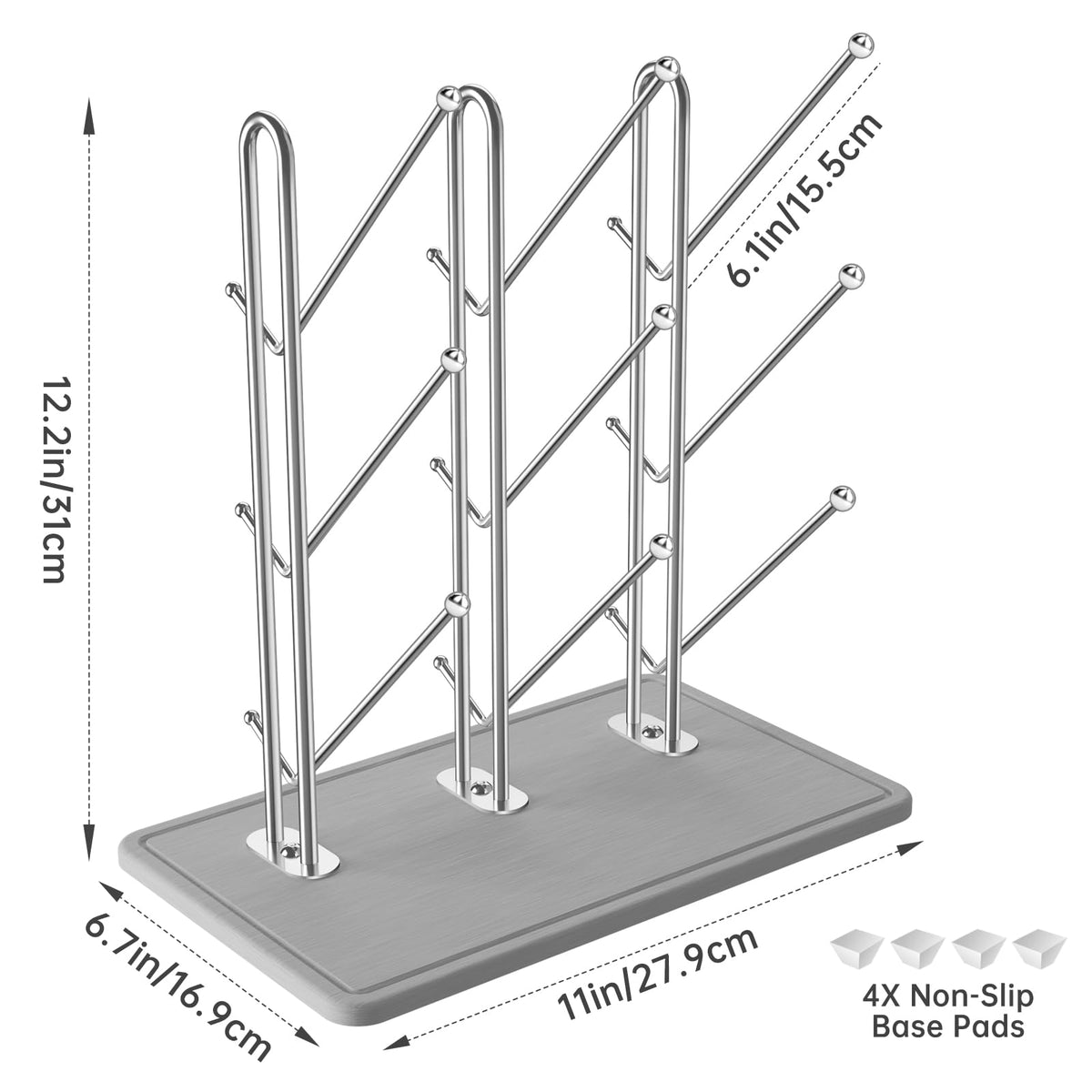 Baby Bottle Drying Rack with Diatomite Base & Stainless Steel Frame