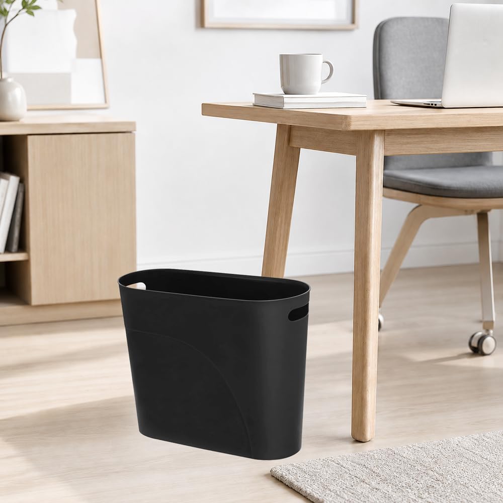 Small Trash Can Plastic Bathroom Wastebasket 3.2 Gallon Slim Garbage Container Bin with Handle for Home Kitchen Bathroom Bedroom Office (2 Count)