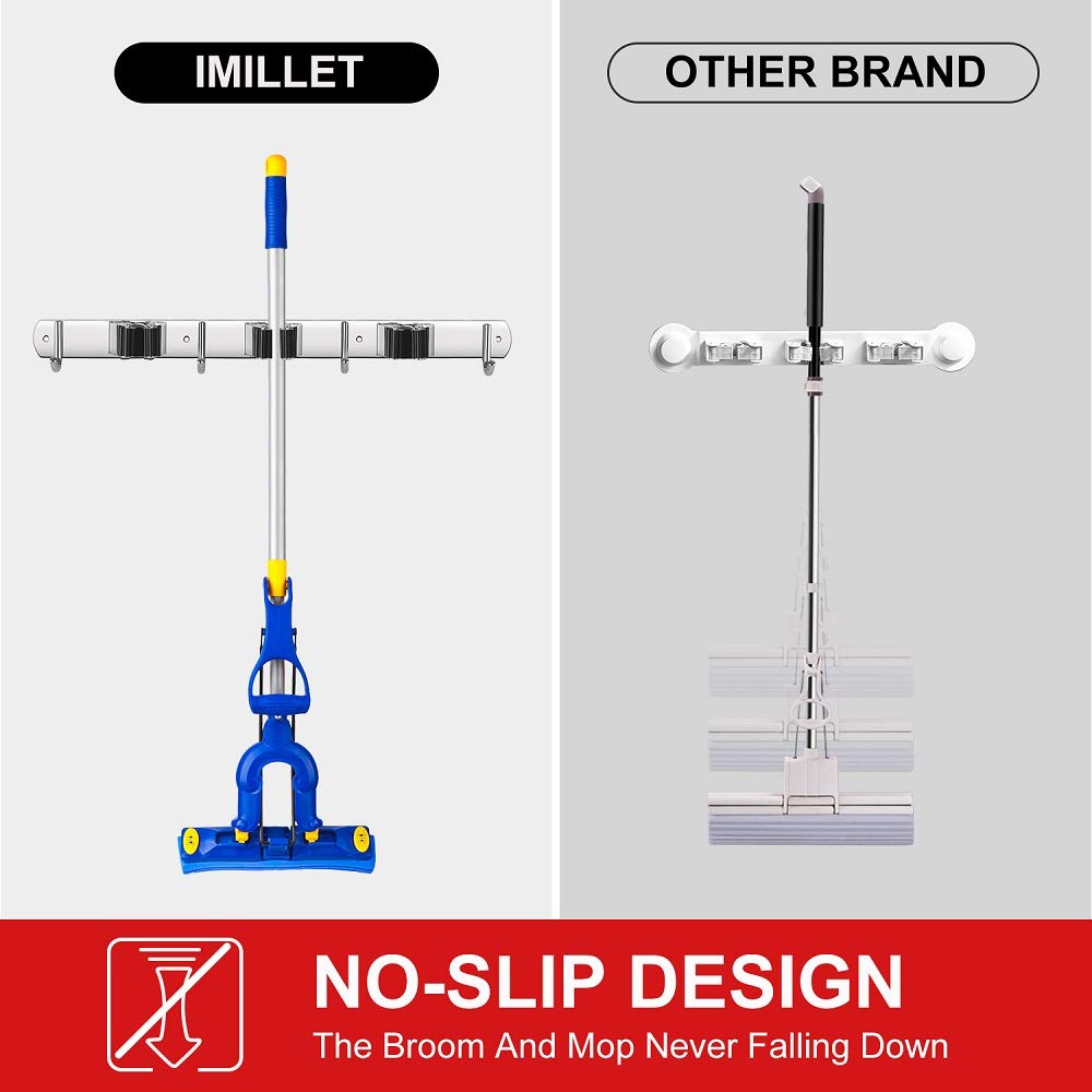 Broom Holder Wall Mount Stainless Steel Mop Organizer