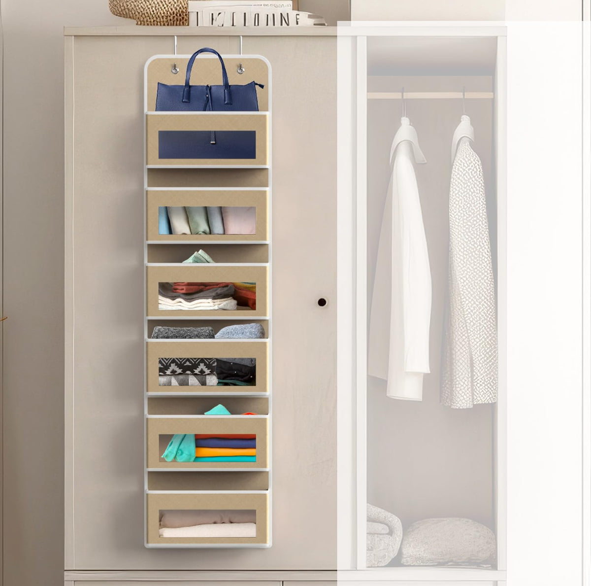 6 Clear Window Pocket Over Door Hanging Organizer