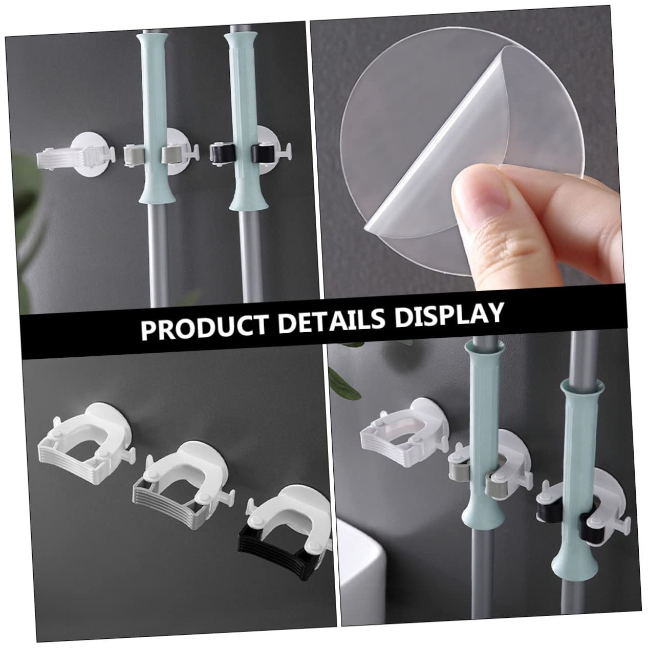 4pcs Wall Mounted Mop Holder Broom Hanger Mop Clip for Easy Installation Multi