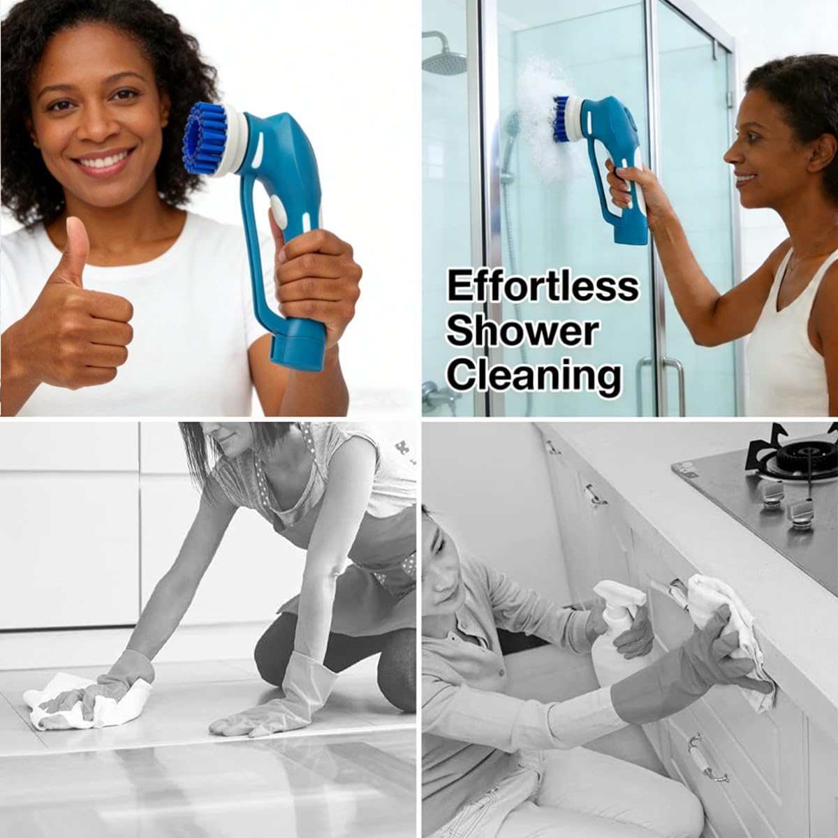 Cordless Electric Spin Scrubber with 6 Brush Heads & 2 Rechargeable Batteries