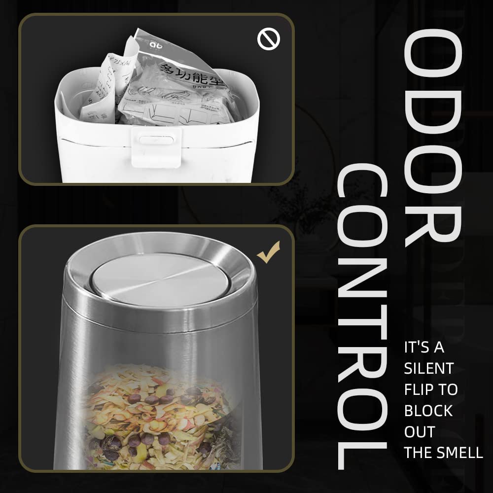 2.6Gallen Brushed Nickel Bathroom Trash Can with Lid