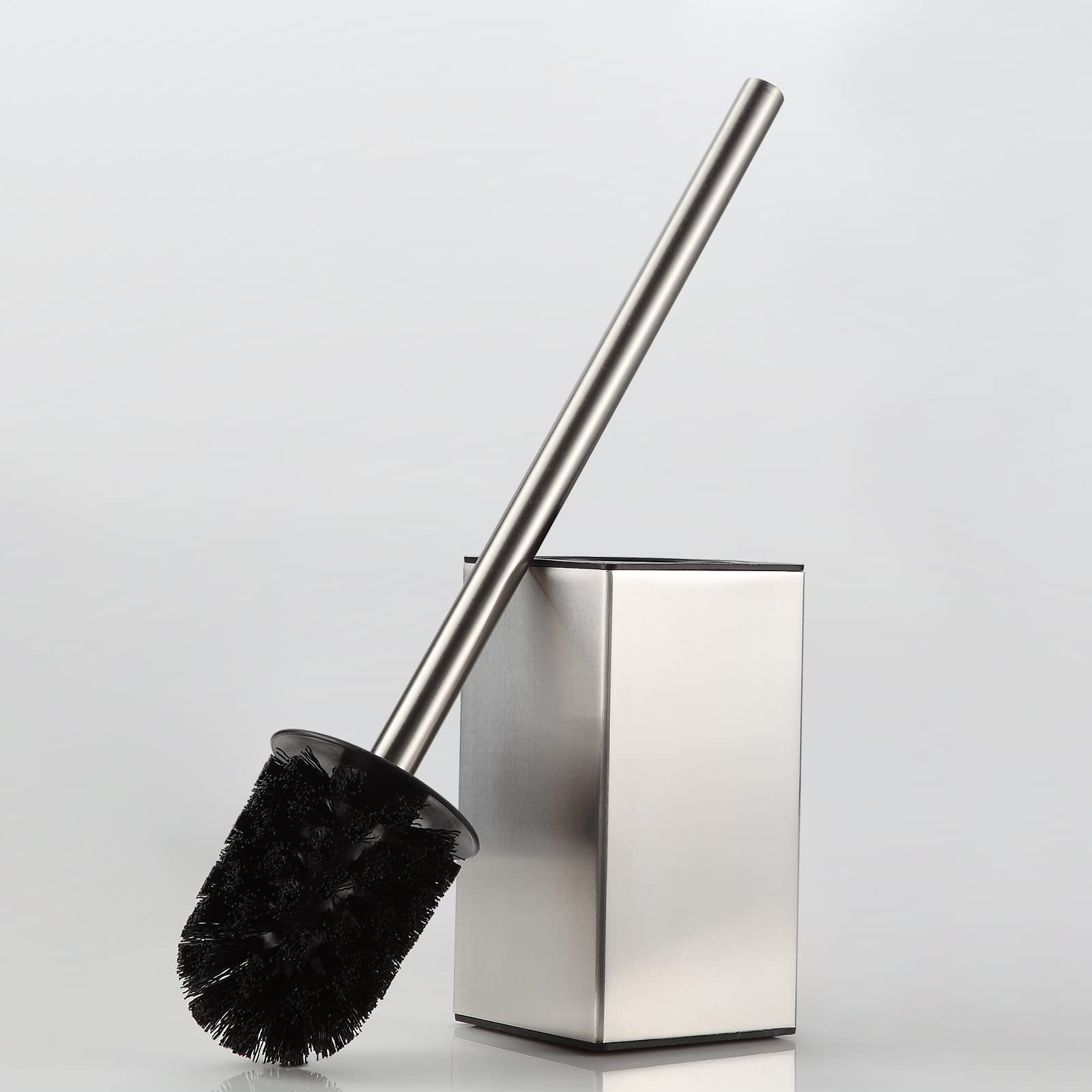 Toilet Brush Holder Stainless Steel 304 Standing Brushed Nickel Square Toilet Bowl Brush for Bathroom Storage and Organization