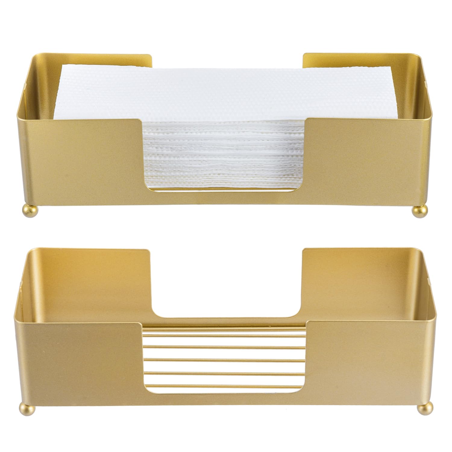 Brass Tone Metal Hand Towel Holder Countertop Dispenser Set of 2 (2 Count)