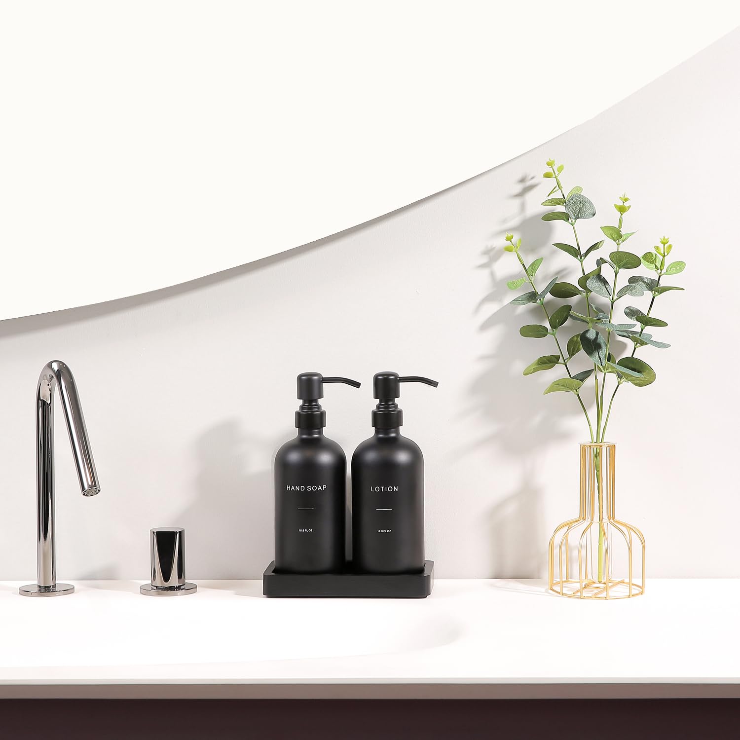 Black Soap Dispenser Bathroom Set (2 Count)