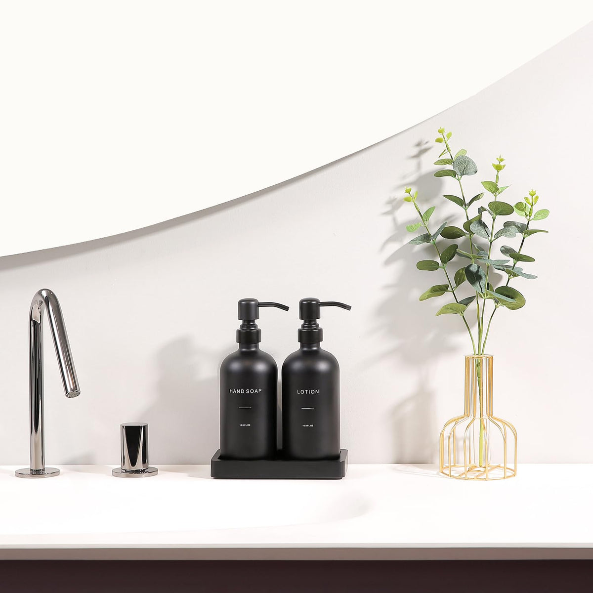 Black Soap Dispenser Bathroom Set (2 Count)