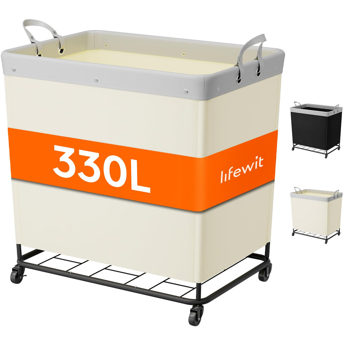 330L Heavy Duty Laundry Basket with Wheels and Handles