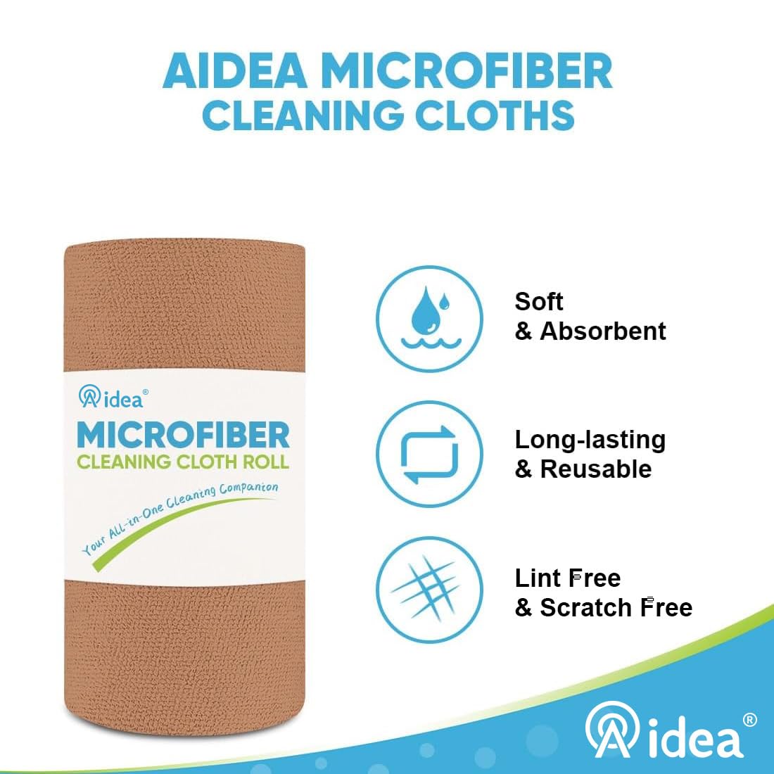 Microfiber Cleaning Cloth Roll (50 Count)