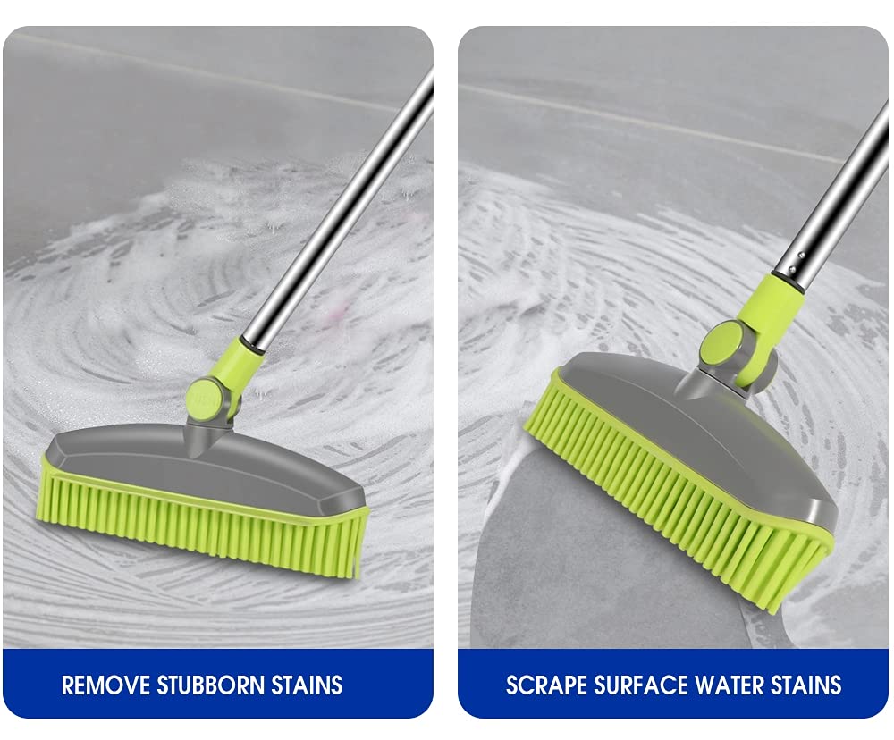 Adjustable Rubber Push Broom and Dustpan Set