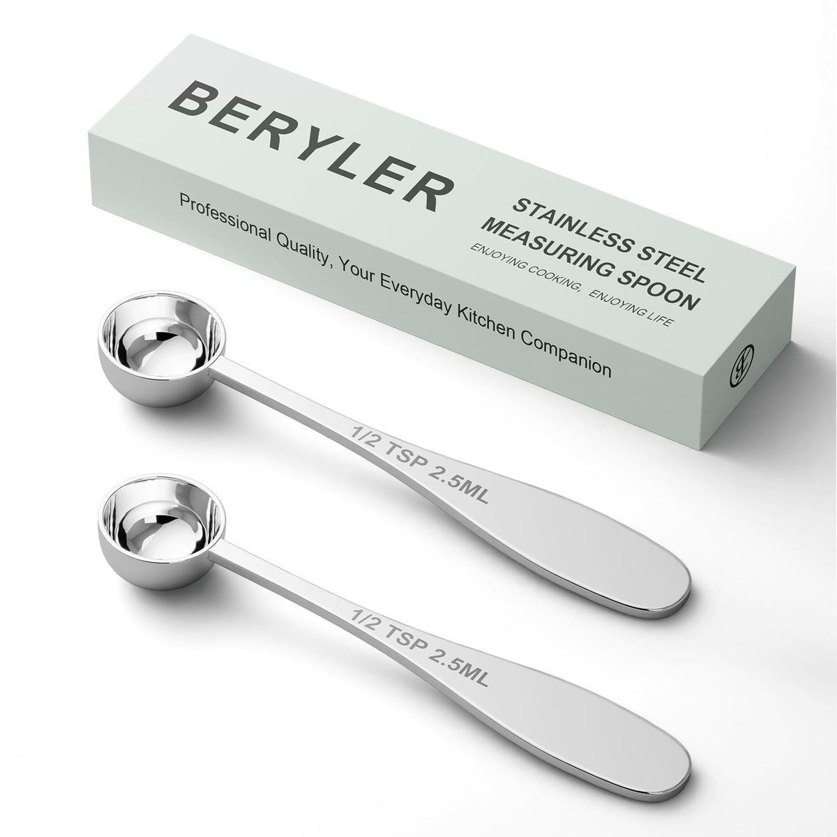 2PCS 1/2TSP(2.5ML) Measuring Spoon, 18/8(304) Stainless Steel Tablespoon