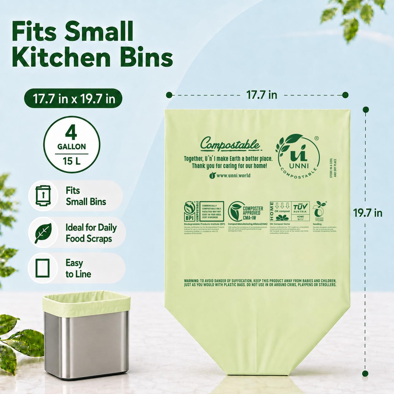 4 Gallon Compostable Bags (200 Count)