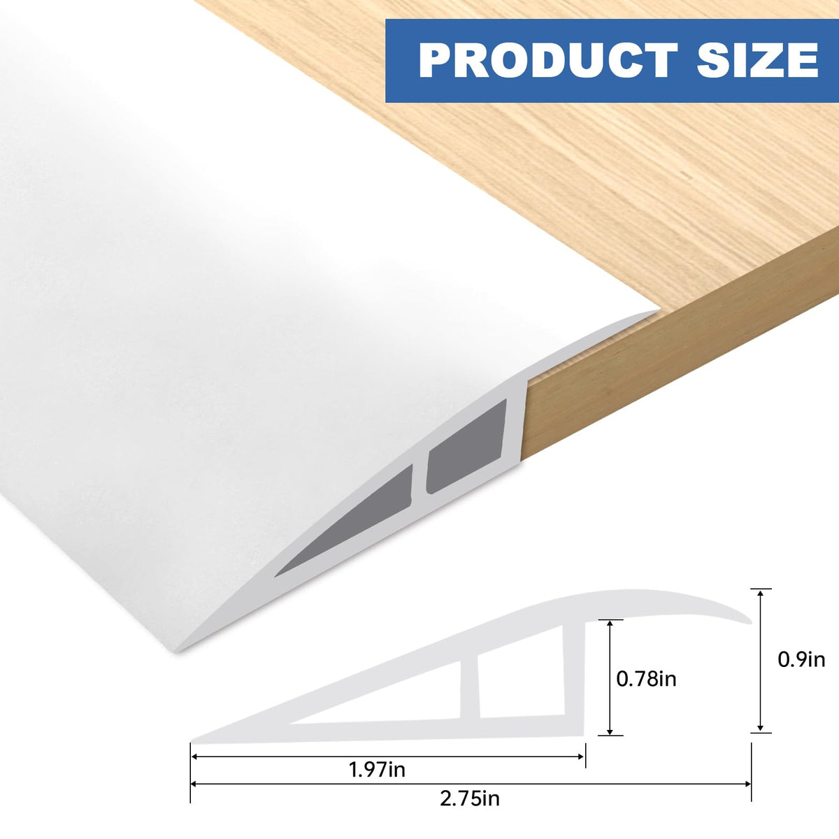 Vinyl Floor Transition Strip Self Adhesive Door Threshold Strip (6.6 Foot)