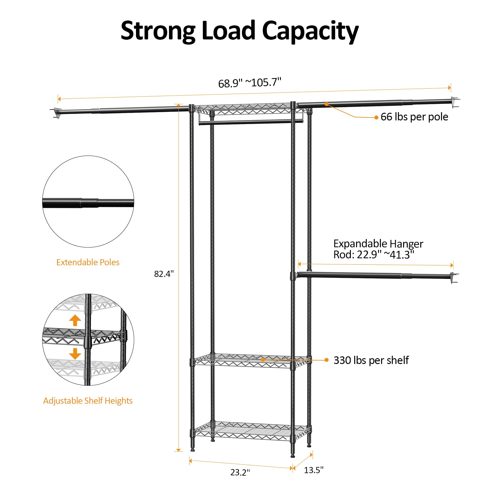 Heavy Duty Garment Rack Wire Clothes Rack for Hanging Clothes