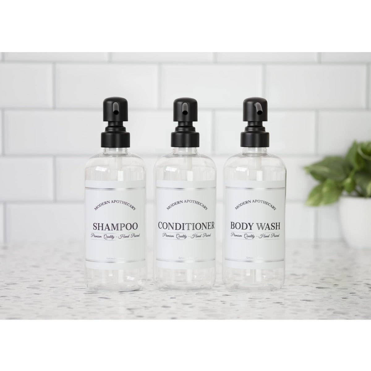 Clear Refillable Shampoo and Conditioner Bottles (3 Count)