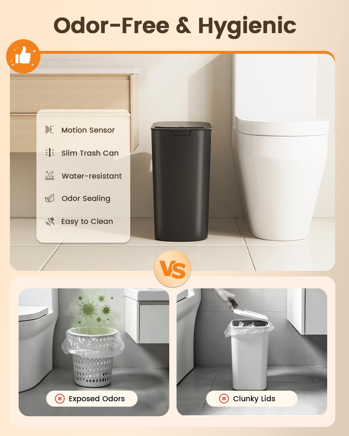 5 Gallon Automatic Bathroom Trash Can with Lid